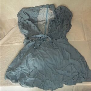 Tobi Light Blue Zip-Up Dress with Cutout